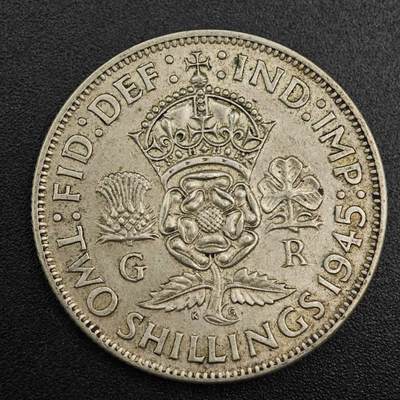 【淘币小摊】实时拍第七百九十六拍   小银币场   满百包邮可预留二周 每周一统一发货   - 英国1945年乔治六世2先令银币