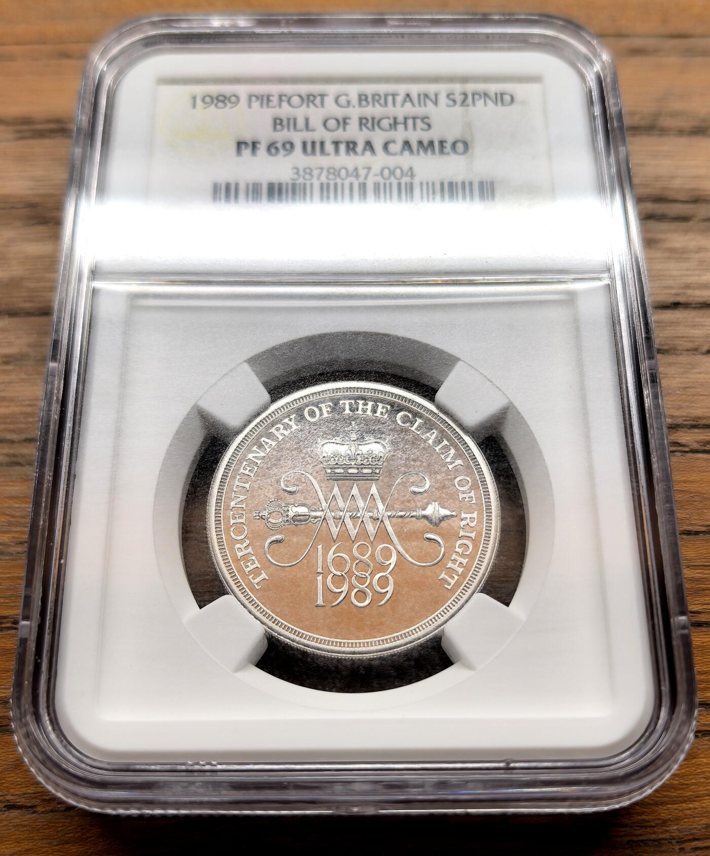 泉海漫舟·凡希社世界钱币微拍第三百十四期 1989英国权利法案加厚2镑银币NGC-PF69UC