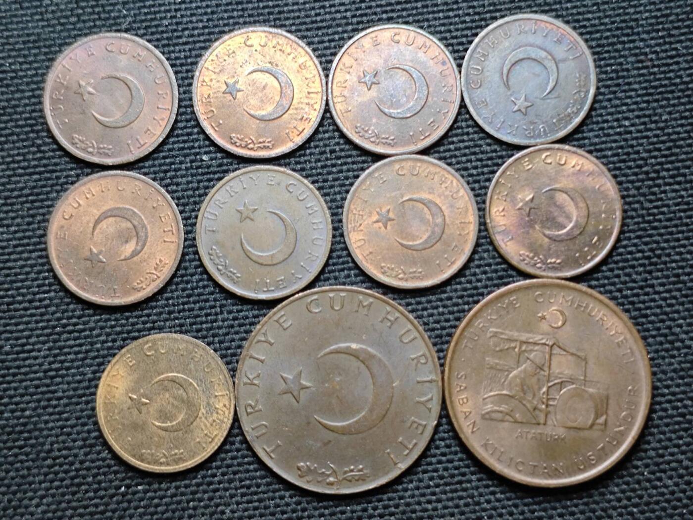 KK钱币收藏小铺  第370场  2月预留时间 周末发货  土耳其铜币一组11枚