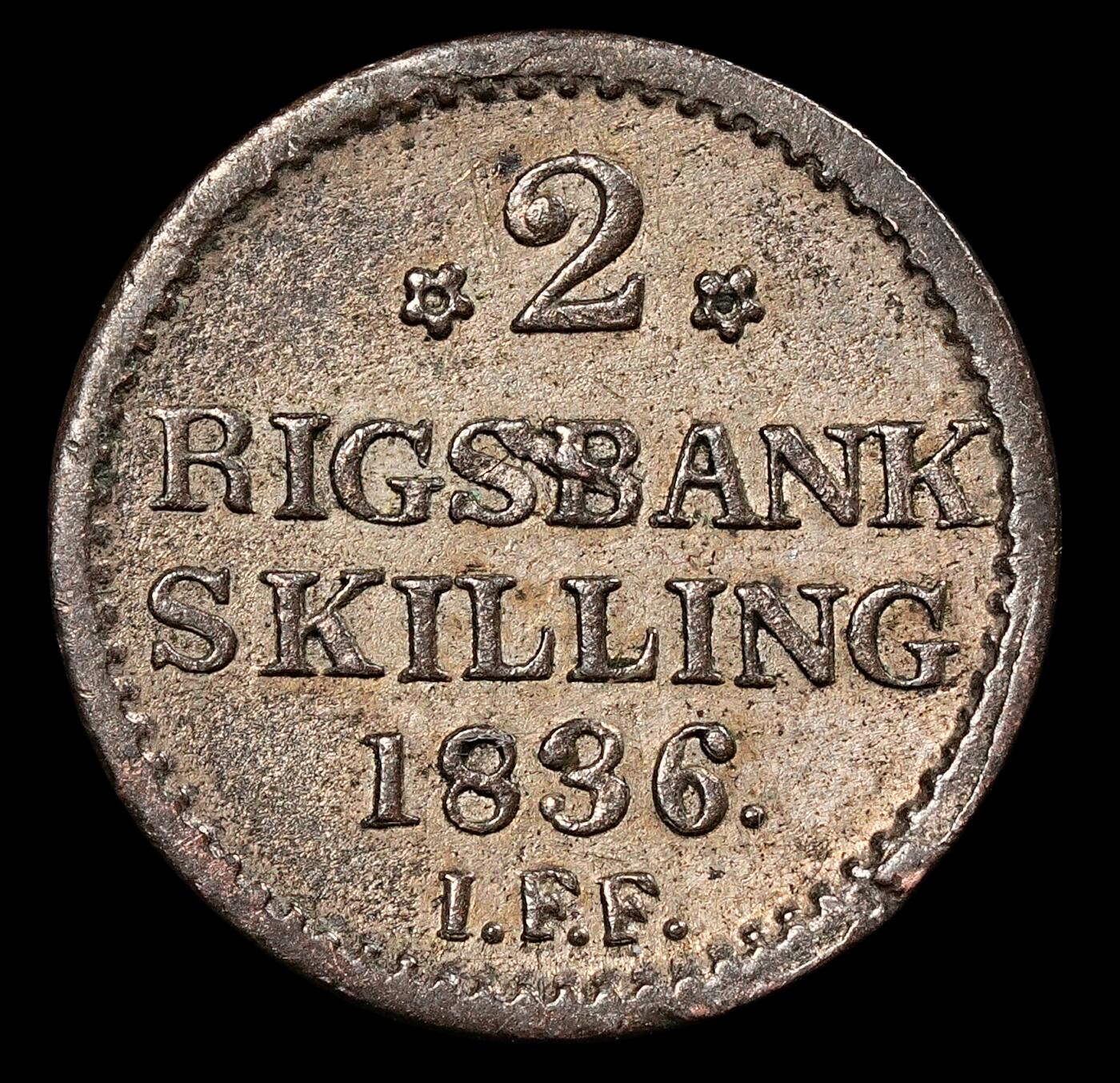 修遠堂世界钱币第九十三期 1836年丹麦2 RIGSBANKSKILLING