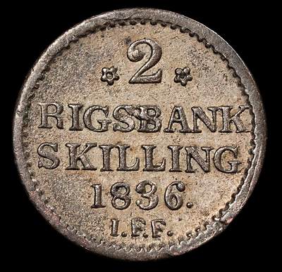 修遠堂世界钱币第九十三期 - 1836年丹麦2 RIGSBANKSKILLING