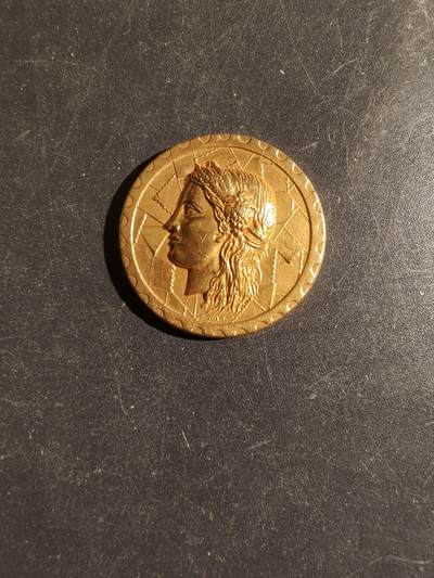 老王徽章第163期 13-15日三场连拍 16日统一发货  13、14日结束后可寄存 - 法国镀金玛丽安娜纪念章     直径24mm.    重量8.6g