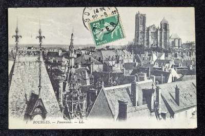 法国 1912年 布尔日城市景观 老明信片一张 - 法国 1912年 布尔日城市景观 老明信片一张