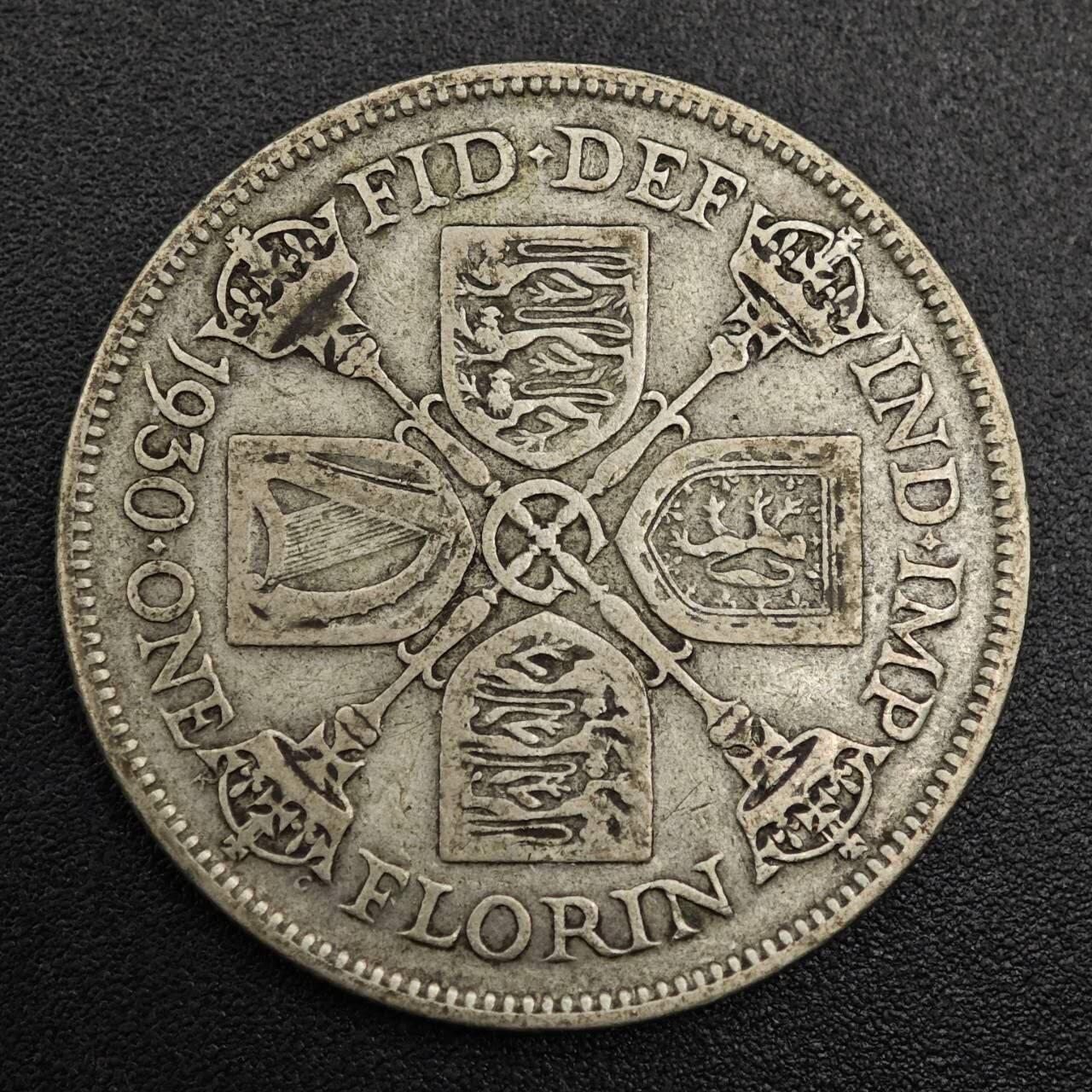 【淘币小摊】实时拍第七百九十六拍   小银币场   满百包邮可预留二周 每周一统一发货   英国1930年乔治五世弗洛林银币