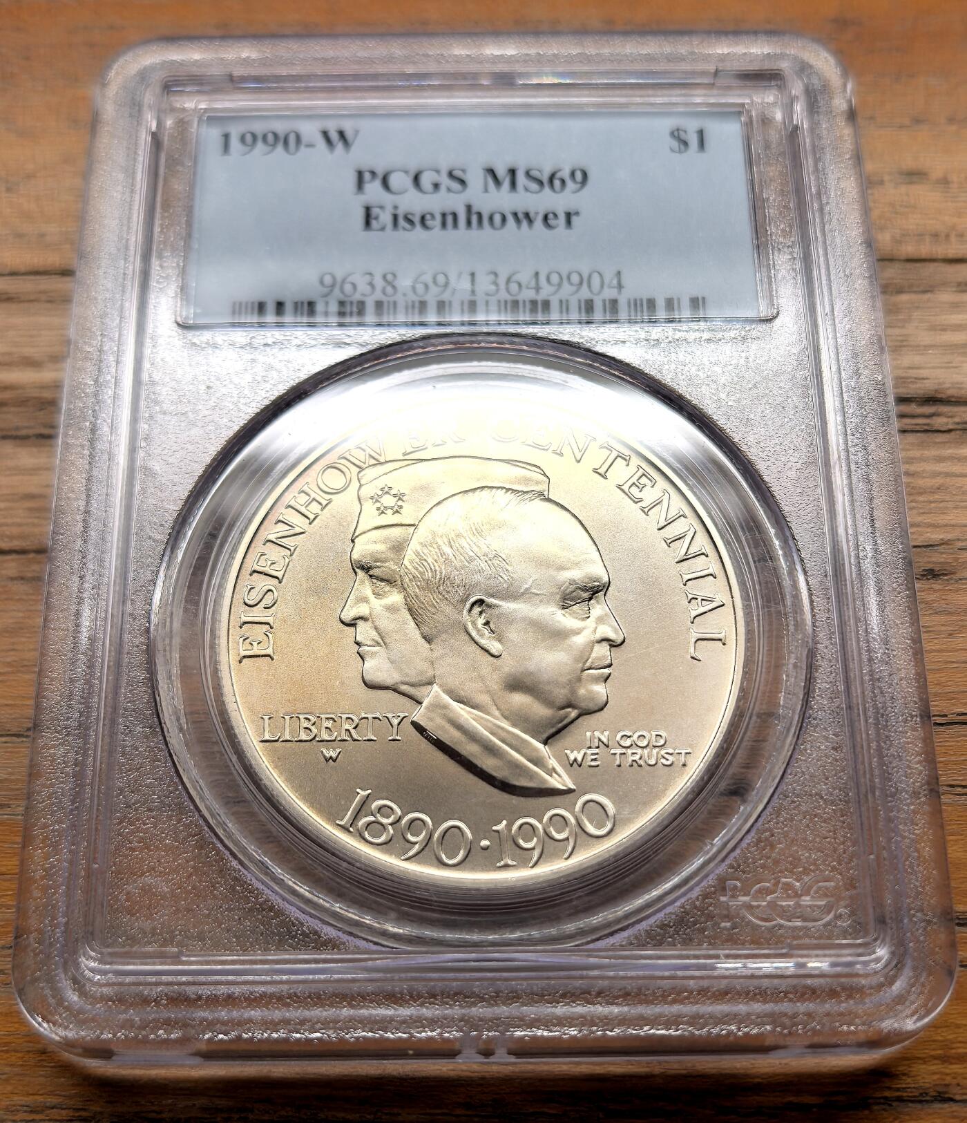泉海漫舟·凡希社世界钱币微拍第三百十四期 1990美国艾森豪威尔纪念Dollar大银PCGS-MS69