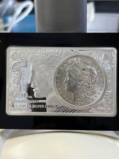 美国2021年最后的摩根发行百年组合纪念银币，26.7克+2盎司，发行1921套