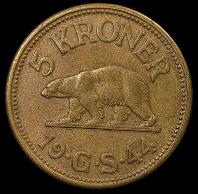 修遠堂世界钱币第九十三期 - 1944年格陵兰5克朗