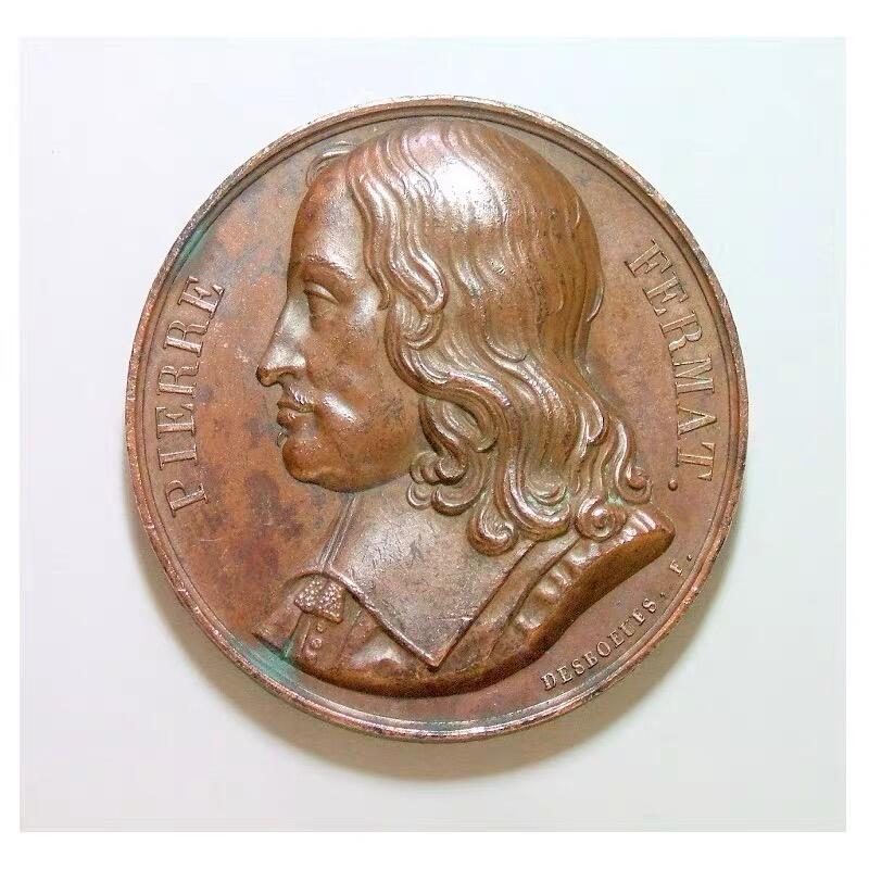 【光边】法国1822年 大数学家费马高浮雕精制大铜章 40MM