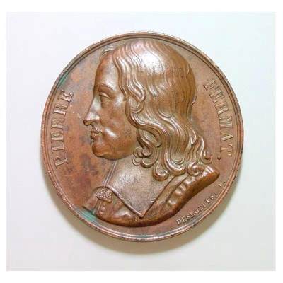 【光边】法国1822年 大数学家费马高浮雕精制大铜章 40MM - 【光边】法国1822年 大数学家费马高浮雕精制大铜章 40MM