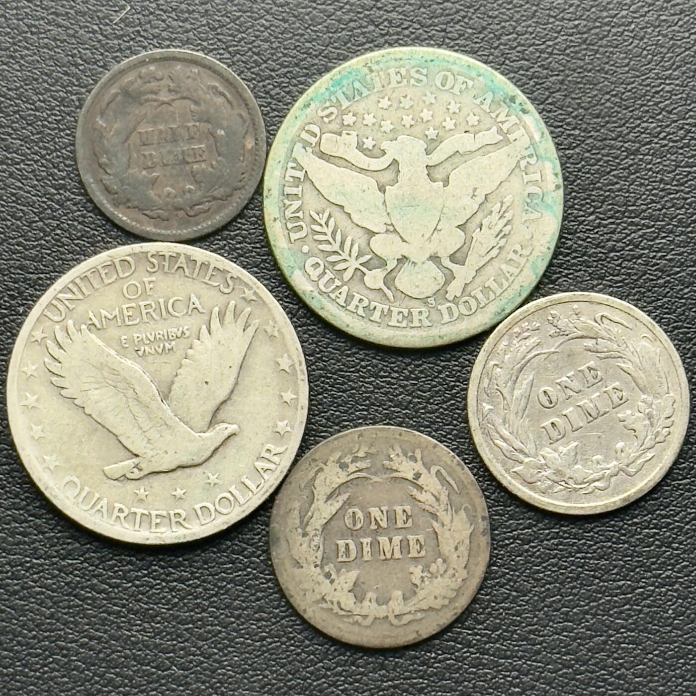 ＜小葵钱铺＞第65期·散币·银币场·满200包邮，不寄存·17号发货 美国早期散年份银币5枚