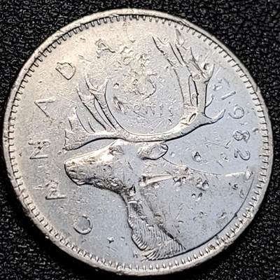 泉币菌-第129场-精品福利场（本场拍品多，请提前出价） - 高币值 加拿大1982年1/4加拿大元 伊丽莎白二世 驯鹿 24mm 