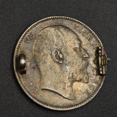 【淘币小摊】实时拍第七百九十六拍   小银币场   满百包邮可预留二周 每周一统一发货   - 印度1906年爱德华七世1卢比银币有胸针焊点