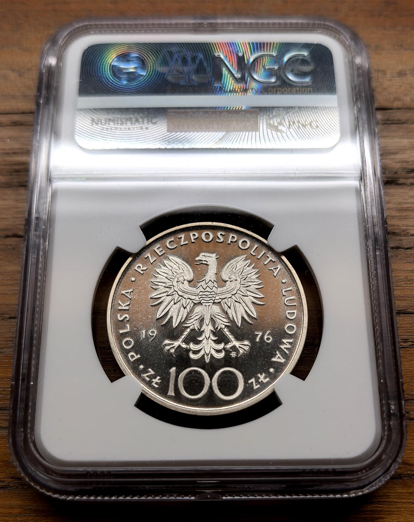 泉海漫舟·凡希社世界钱币微拍第三百十四期 1976波兰民族解放运动领导人塔德乌什·柯斯丘什科纪念100Z银币NGC-PF69UC
