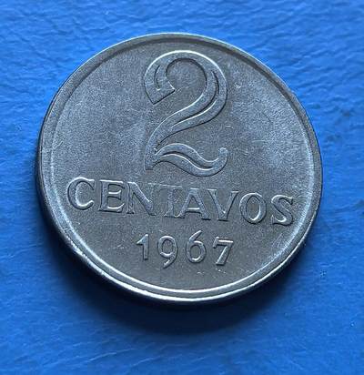 外国优质老铜币银币，周六九点倒数截拍，满百包邮，可寄存半年，喜欢朋友微信扫描二维码可直接参拍 - 巴西1967年2分