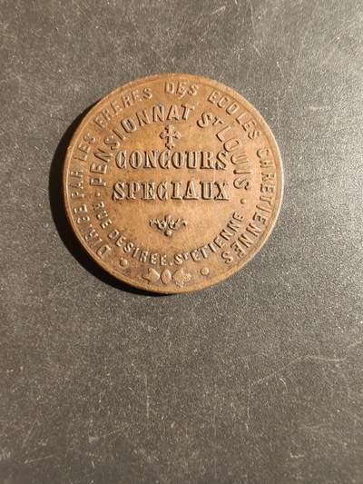 老王徽章第163期 13-15日三场连拍 16日统一发货  13、14日结束后可寄存 - 法国圣路易斯基督教学校大铜章     直径29mm.   重量10g