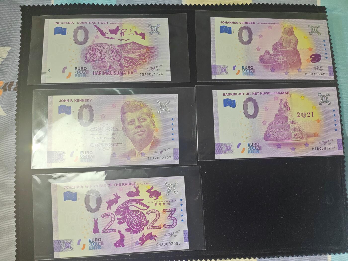 欧盟 0欧元纪念钞 18种不同品种 2018年-2023年 全新UNC 单价 