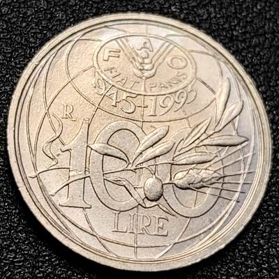 泉币菌-第129场-精品福利场（本场拍品多，请提前出价） - FAO粮农币 1995年意大利100里拉铜镍纪念币 自由女神