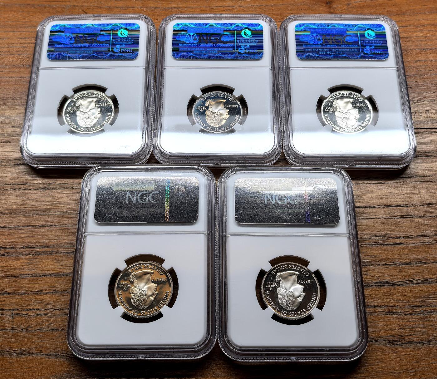泉海漫舟·凡希社世界钱币微拍第三百十四期 2000美国联邦州25分银币五枚套NGC-PF69UC弗吉尼亚等