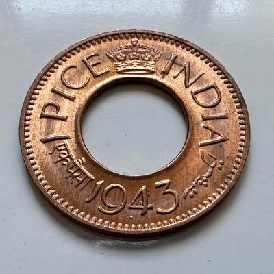 🌹外币初藏🌹🐯2025年第128场  每周二四六晚8️⃣点 接代拍 - 印度1943年1派沙 原光品c