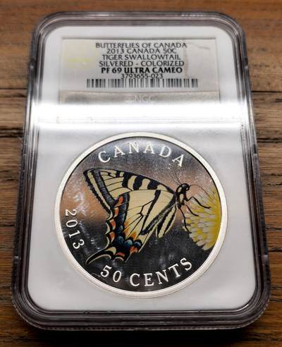 泉海漫舟·凡希社世界钱币微拍第三百十四期 - 2013加拿大虎纹蝶50分彩银币NGC-PF69UC