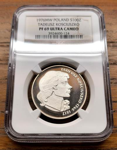 泉海漫舟·凡希社世界钱币微拍第三百十四期 - 1976波兰民族解放运动领导人塔德乌什·柯斯丘什科纪念100Z银币NGC-PF69UC