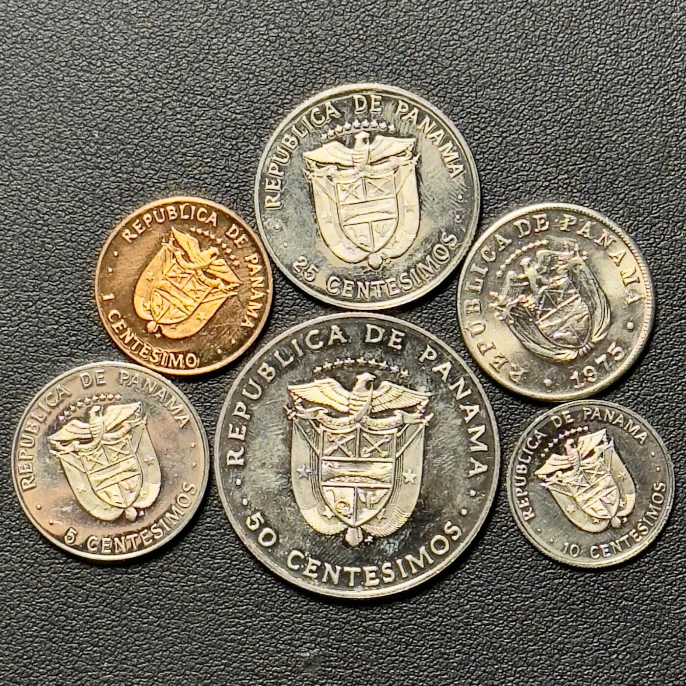 ＜小葵钱铺＞第65期·散币·银币场·满200包邮，不寄存·17号发货 巴拿马1977年精制套币5枚（带一枚1975年5分）