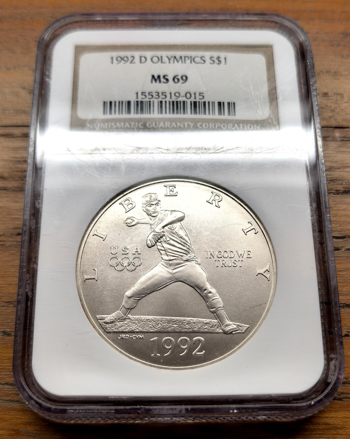 泉海漫舟·凡希社世界钱币微拍第三百十四期 1992美国奥运棒球Dollar大银NGC-MS69