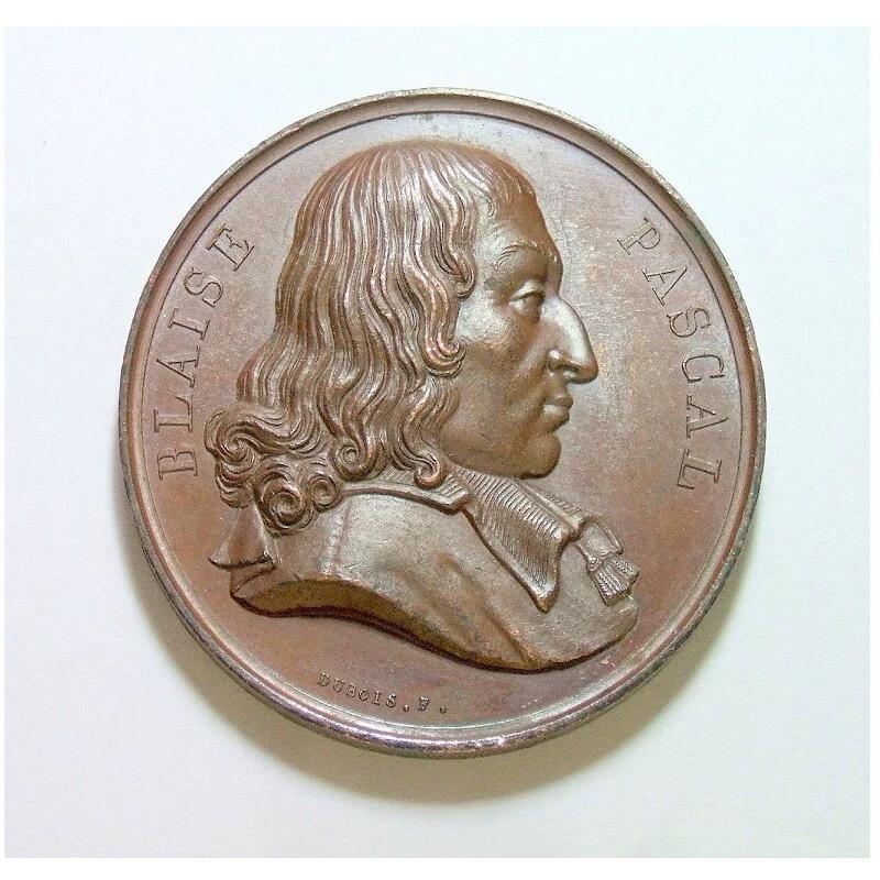 【光边】法国1817年 大科学家帕斯卡高浮雕精制大铜章 40MM