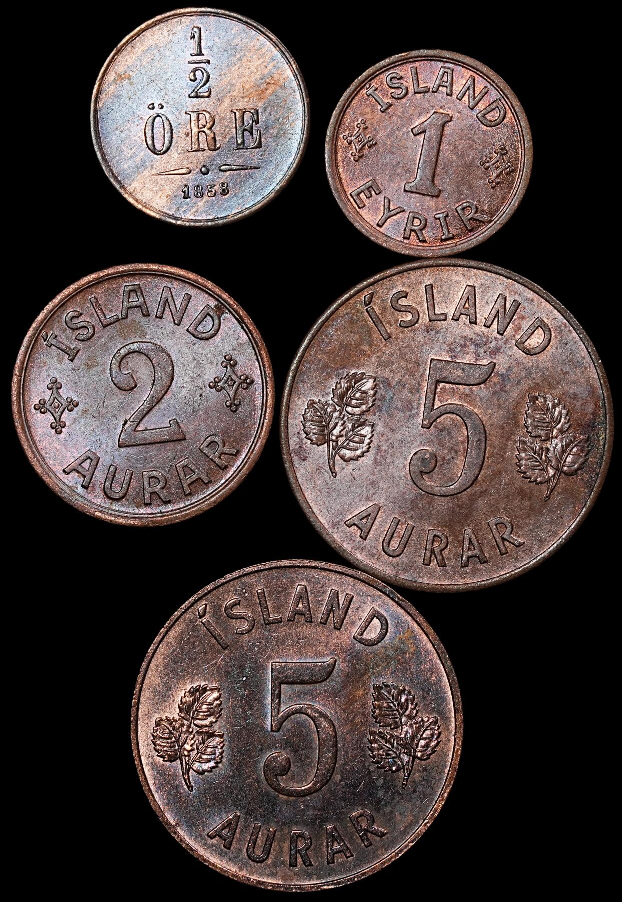 修遠堂世界钱币第九十三期 未流通 瑞典，冰岛钱币一组