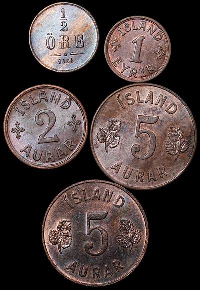 修遠堂世界钱币第九十三期 - 未流通 瑞典，冰岛钱币一组