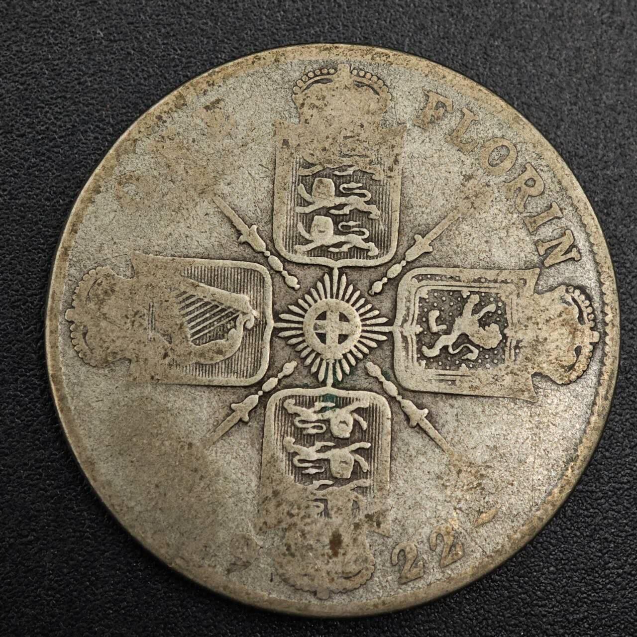 【淘币小摊】实时拍第七百九十六拍   小银币场   满百包邮可预留二周 每周一统一发货   英国1922年乔治五世弗洛林银币