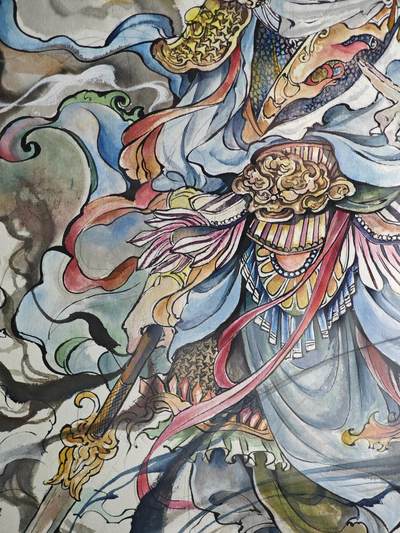 白泽拍卖卡牌手绘专场第28期（细雨生寒、寻梅闻香） 2025 鹿凝手绘画 二郎神 尺寸：37cm*52cm 有外框  鹿凝亲签