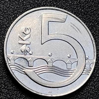 泉币菌-第129场-精品福利场（本场拍品多，请提前出价） - 双尾狮  桥 捷克5克朗镍包钢硬币 23毫米 4.8克 1993年