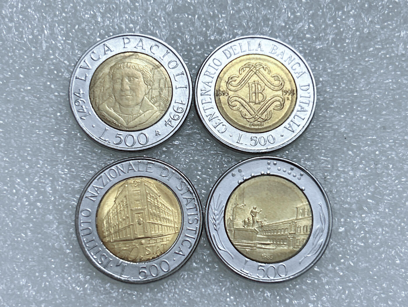 第一海外回流一元起拍收藏 散集专场  第266期 意大利不同版本500里拉双色币 4枚