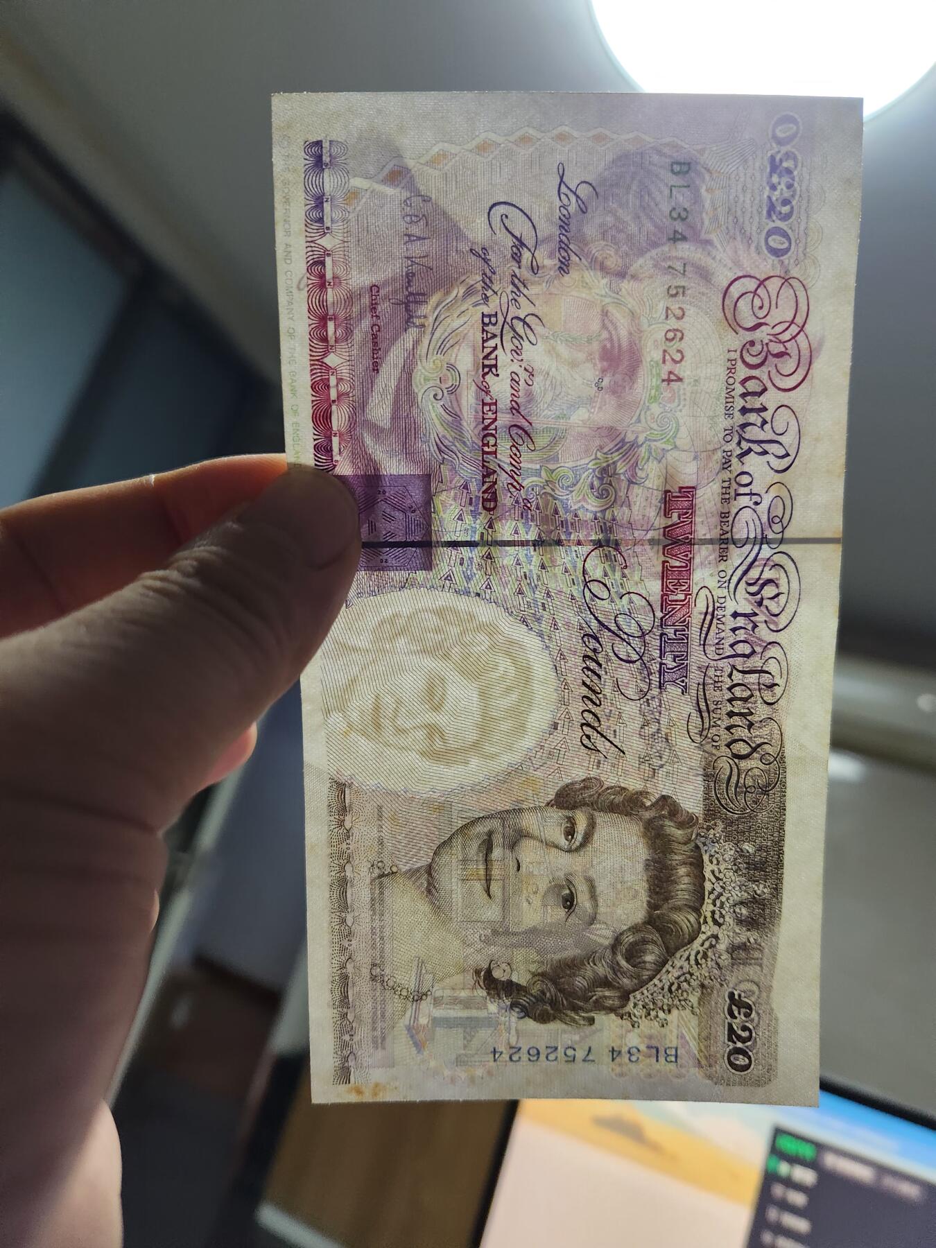 11月15号晚上8点 外国纸币自动截拍第58场 英国20镑纸币E序列 1991-1998年皇冠初版 法拉第 美品