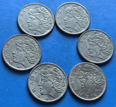 外国优质老铜币银币，周六九点倒数截拍，满百包邮，可寄存半年，喜欢朋友微信扫描二维码可直接参拍 - 巴西1970年20分6枚