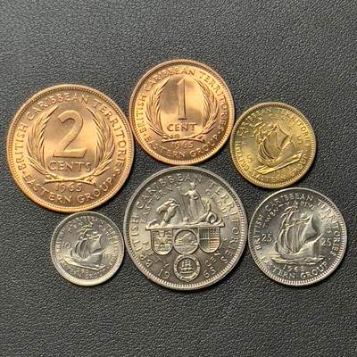 ＜小葵钱铺＞第65期·散币·银币场·满200包邮，不寄存·17号发货 - 东加勒比1965年套币6枚