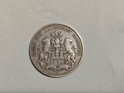 德国 银币 5马克 汉堡 短翅鹰 1876年 - 德国 银币 5马克 汉堡 短翅鹰 1876年