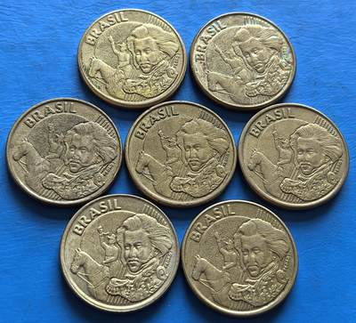 外国优质老铜币银币，周六九点倒数截拍，满百包邮，可寄存半年，喜欢朋友微信扫描二维码可直接参拍 - 巴西2001年-2008年10分7枚