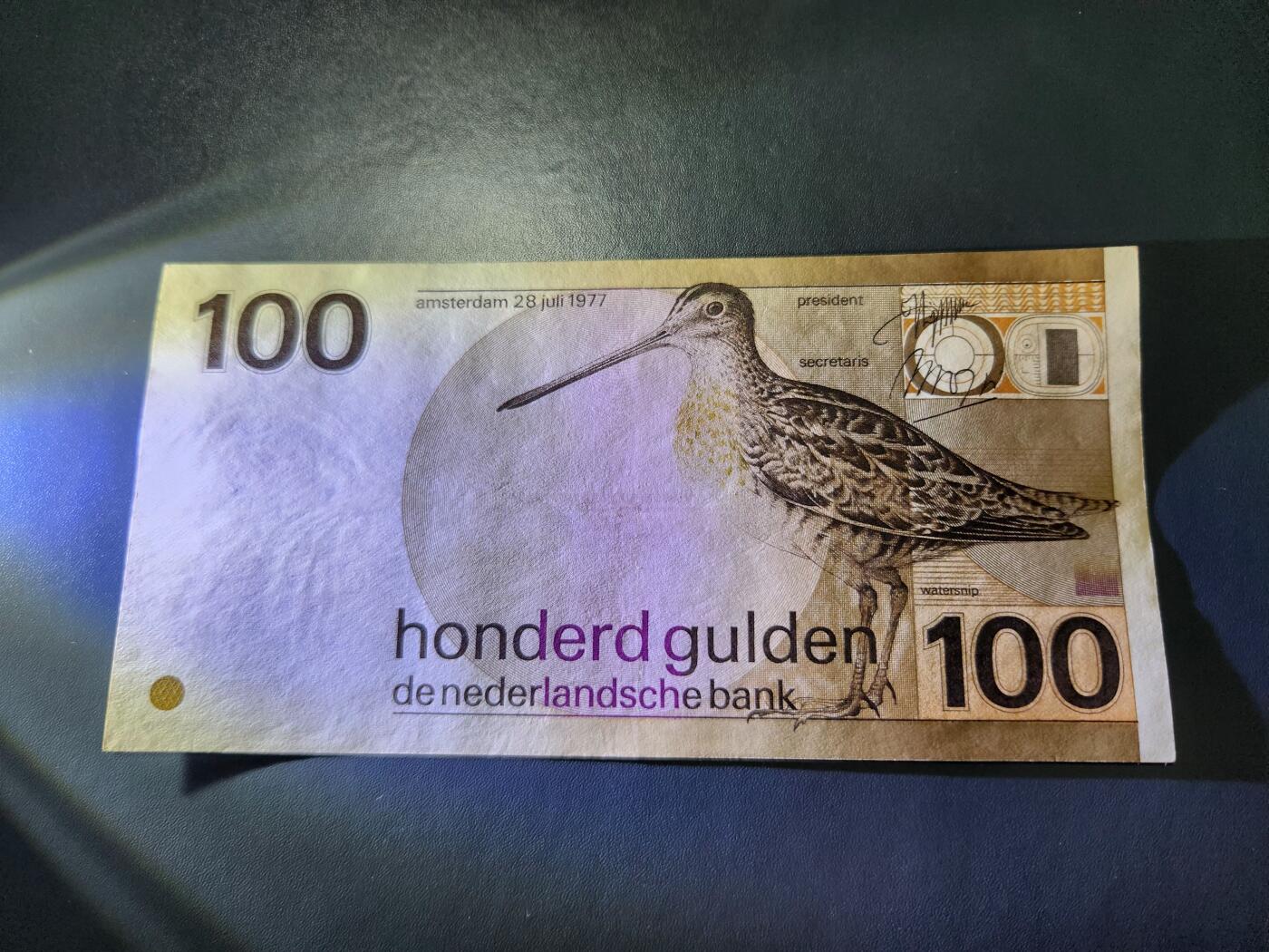 11月15号晚上8点 外国纸币自动截拍第58场 荷兰100盾 极美品