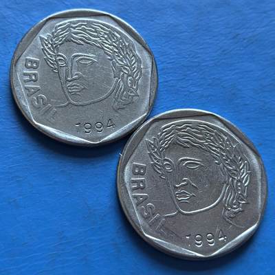 外国优质老铜币银币，周六九点倒数截拍，满百包邮，可寄存半年，喜欢朋友微信扫描二维码可直接参拍 - 巴西女神版25分2枚