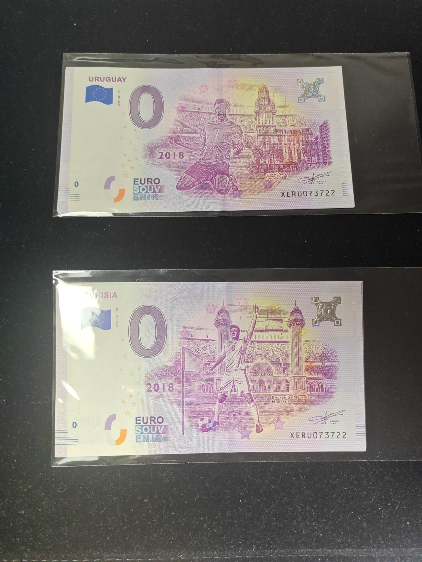 0欧元纪念钞 俄罗斯世界杯 2018年 32国大全套 全同号 无4 全新UNC 