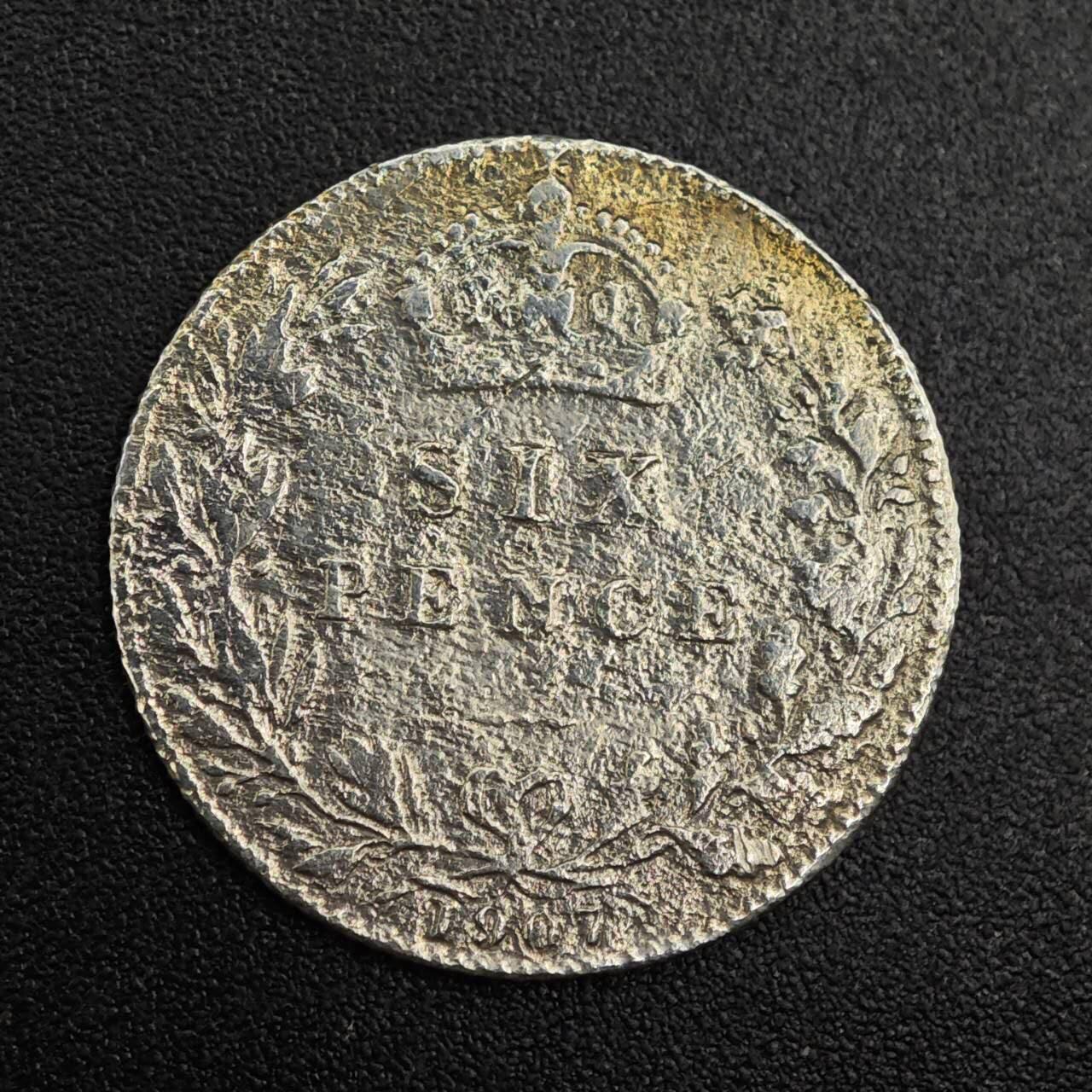 【淘币小摊】实时拍第七百九十六拍   小银币场   满百包邮可预留二周 每周一统一发货   英国1907年爱德华七世6便士银币