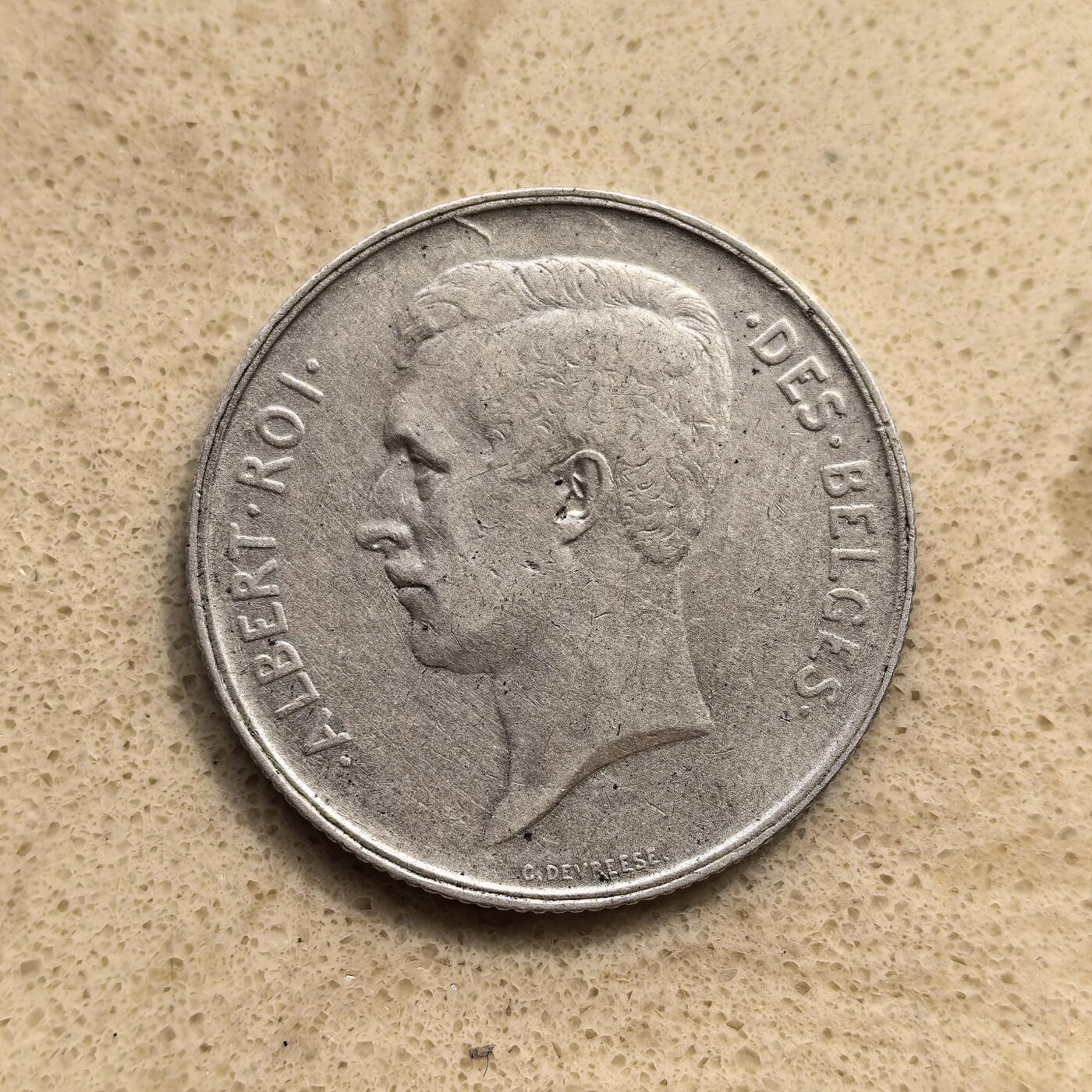 道一币馆币章第一百五十五场 比利时1911年阿尔伯特一世2法郎银币