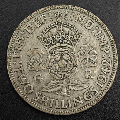 【淘币小摊】实时拍第七百九十六拍   小银币场   满百包邮可预留二周 每周一统一发货   - 英国1942年乔治六世2先令银币