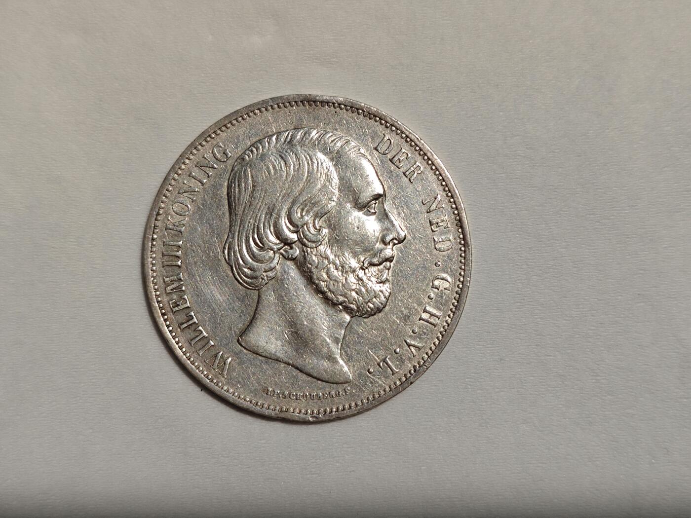 荷兰 银币 2.5盾 威廉三世 1870年