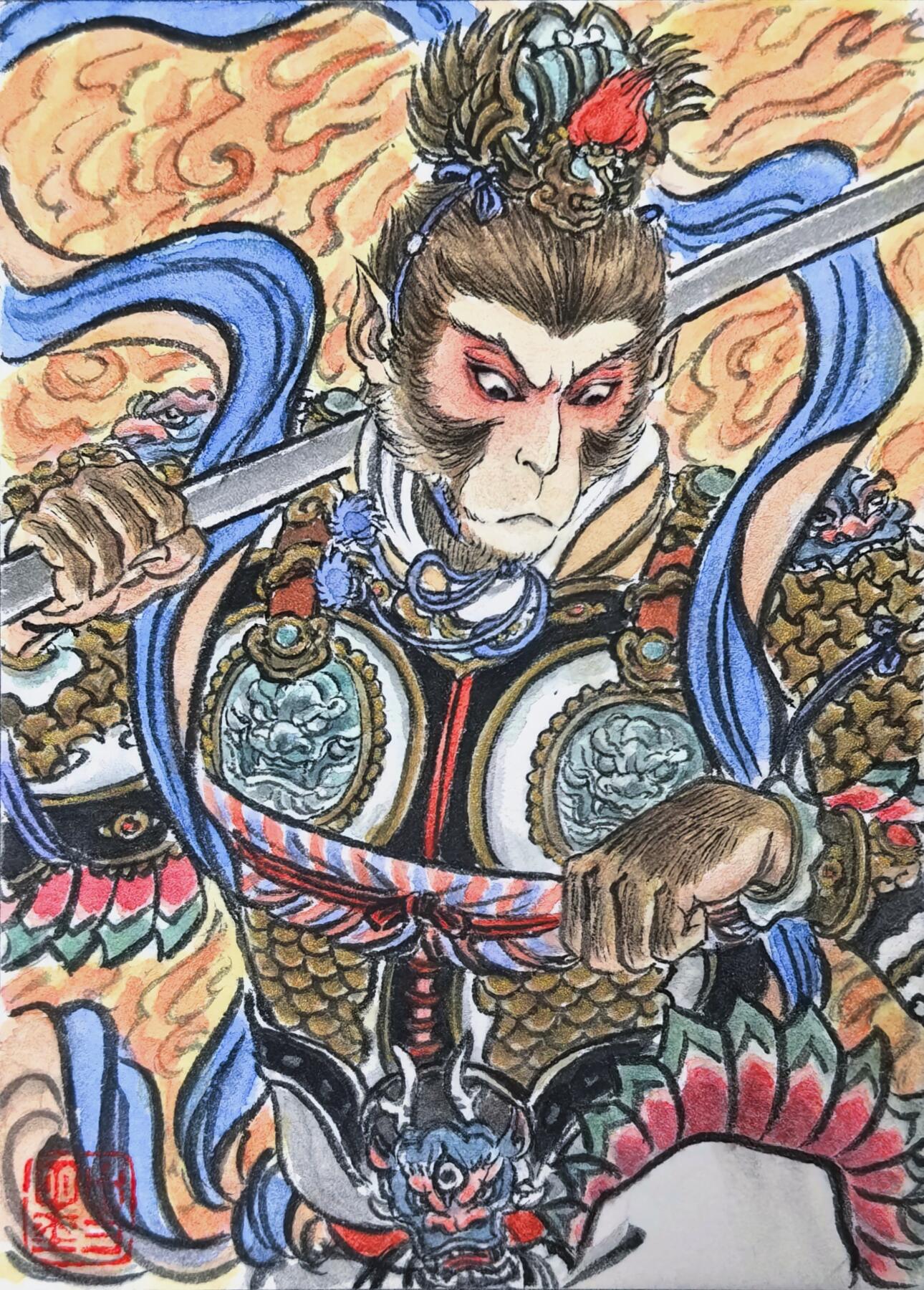 白泽拍卖卡牌手绘专场第28期（细雨生寒、寻梅闻香） 2025 史墨手绘卡 齐天大圣 史墨亲签 特效