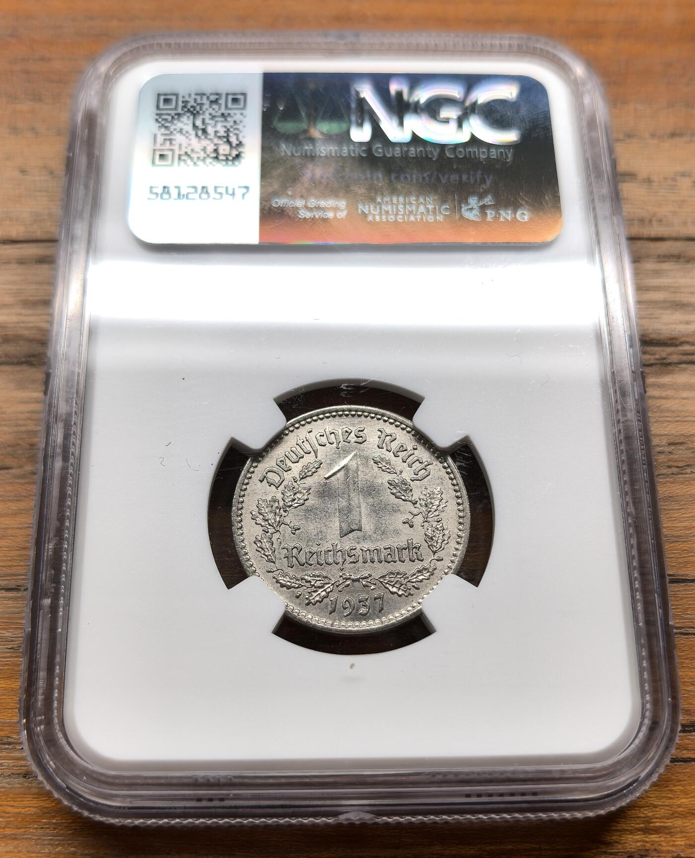 泉海漫舟·凡希社世界钱币微拍第三百十四期 1937A德国1马克NGC-MS65
