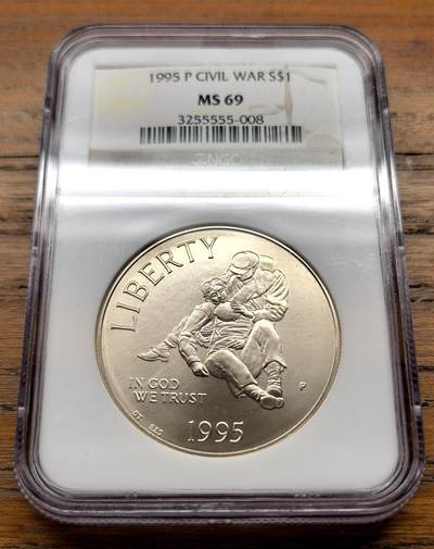 泉海漫舟·凡希社世界钱币微拍第三百十四期 - 1995美国南北战争纪念Dollar大银NGC-MS69