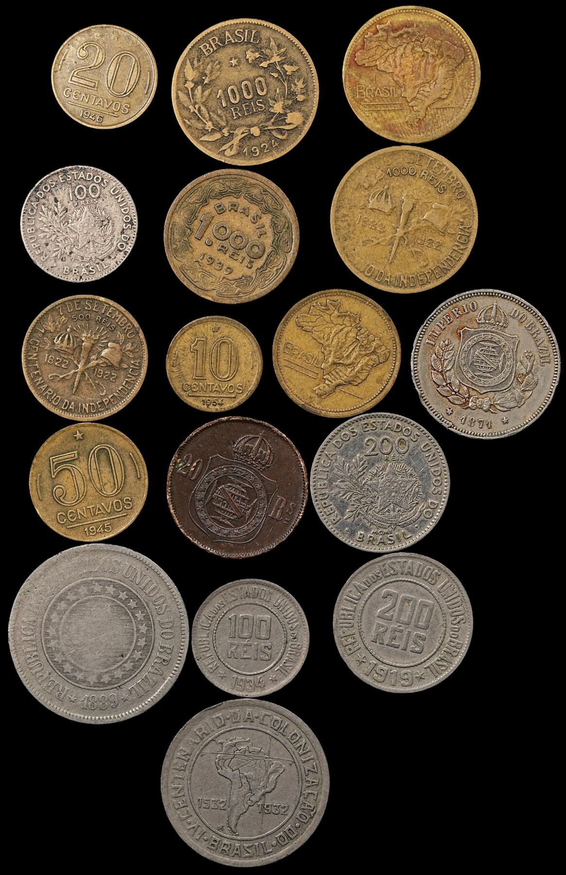 修遠堂世界钱币第九十三期 巴西旧硬币一组 少量有磕碰等